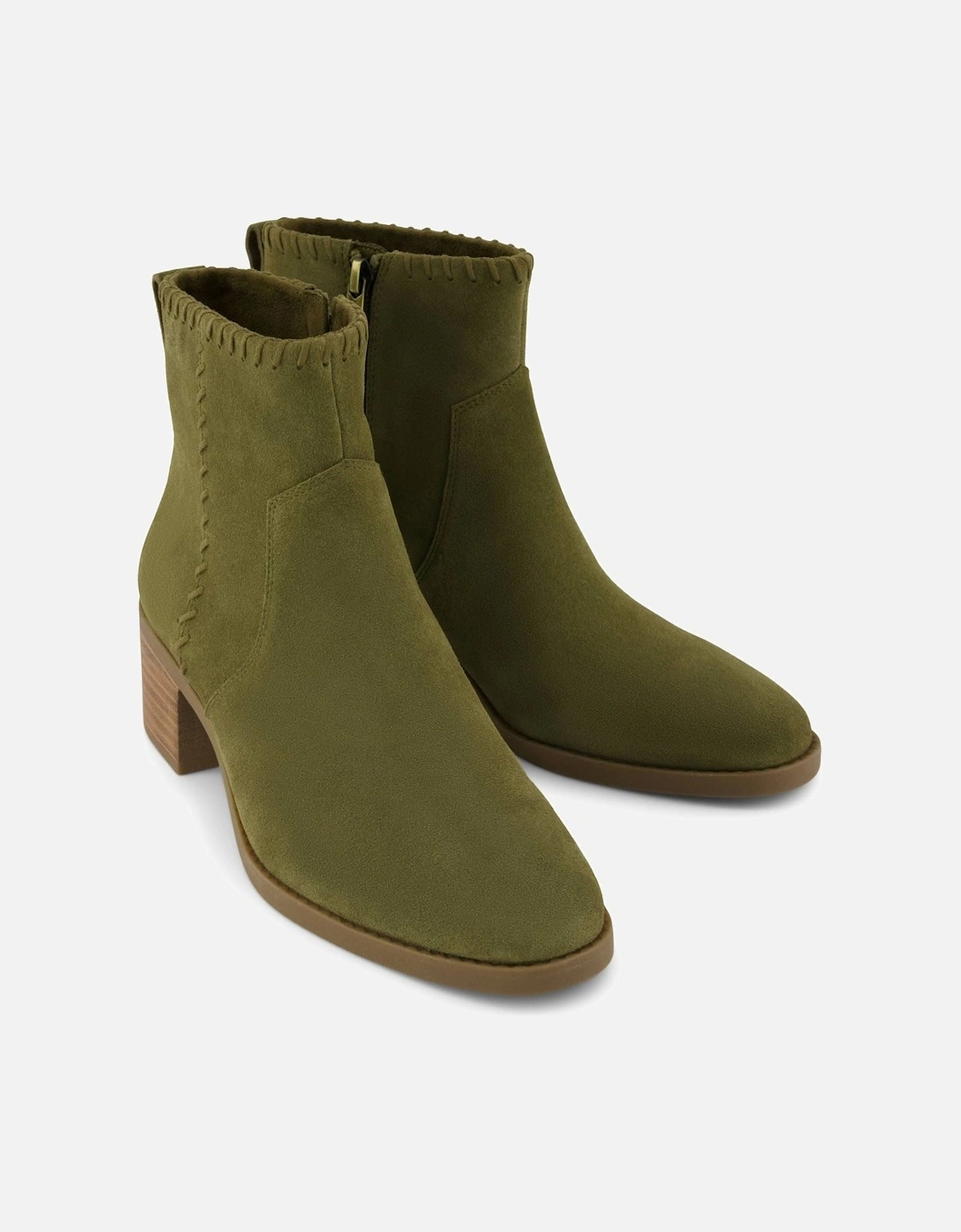 Delilah Heeled Suede Women's Khaki Heeled Ankle Boots