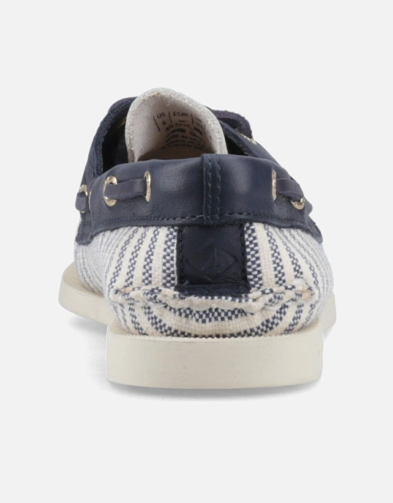 Sperry Authentic Original Textile Women's White/Navy Standard Boat Shoes