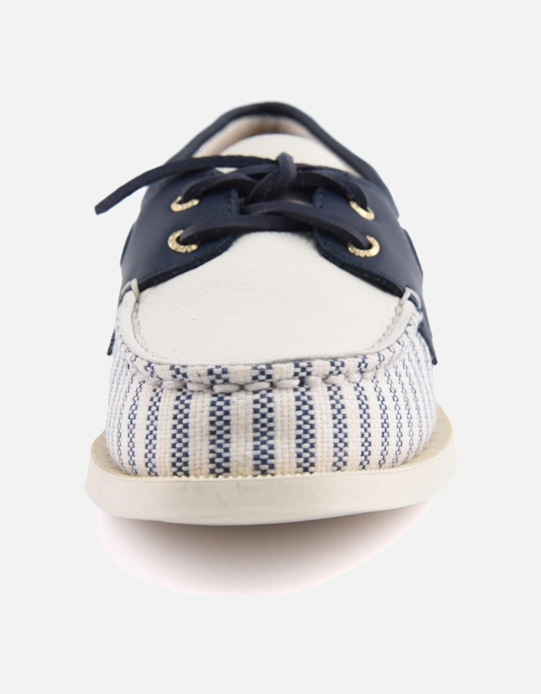 Sperry Authentic Original Textile Women's White/Navy Standard Boat Shoes