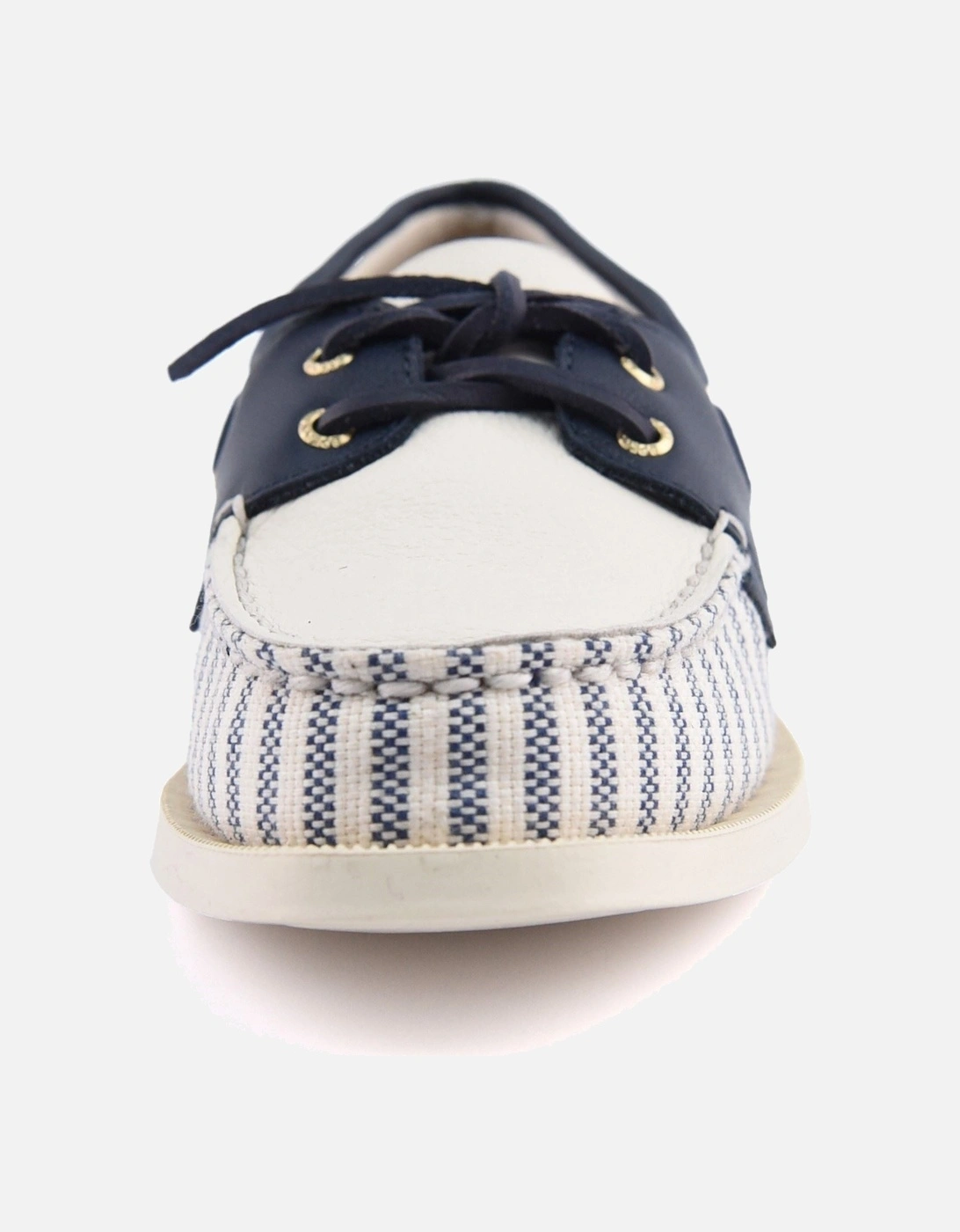 Sperry Authentic Original Textile Women's White/Navy Standard Boat Shoes