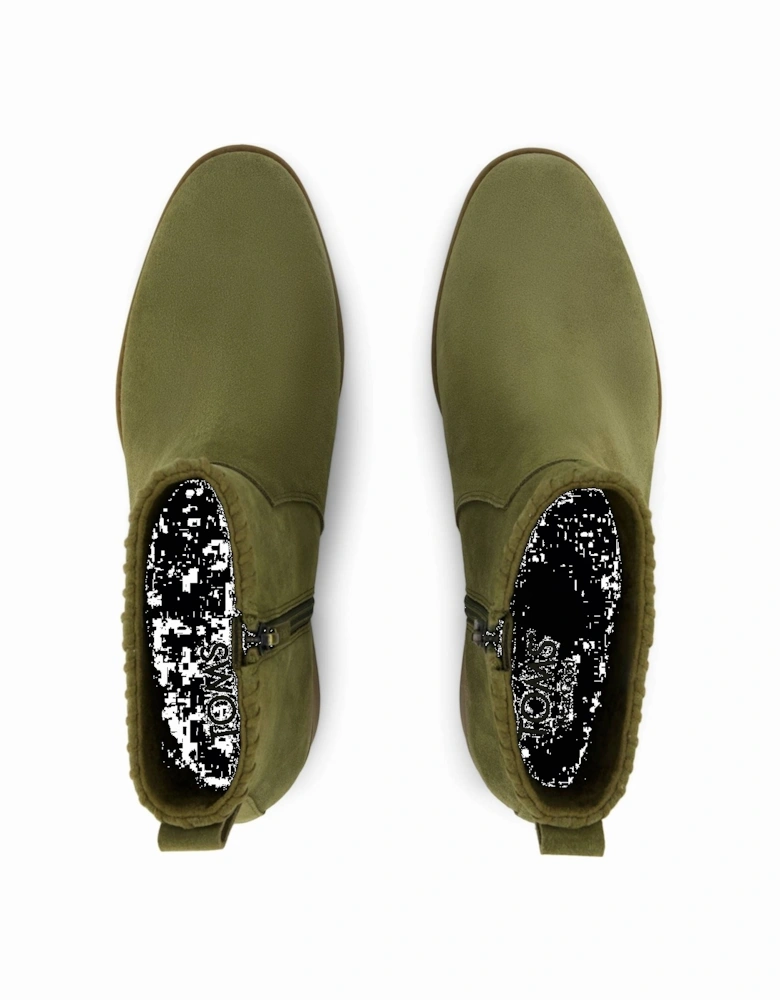 Delilah Heeled Suede Women's Khaki Heeled Ankle Boots