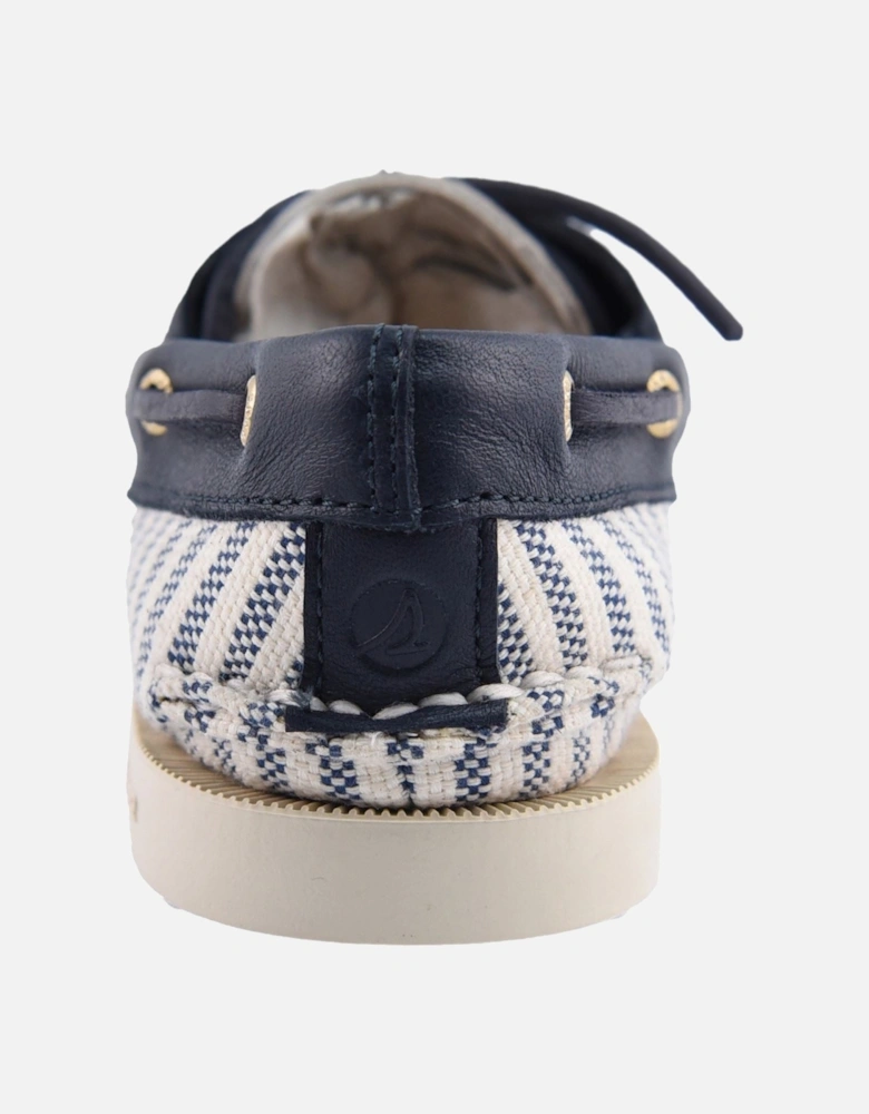 Sperry Authentic Original Textile Women's White/Navy Standard Boat Shoes
