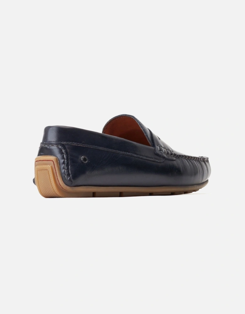 London Collins Leather Men's Navy Standard Loafers
