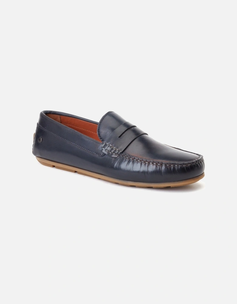 London Collins Leather Men's Navy Standard Loafers