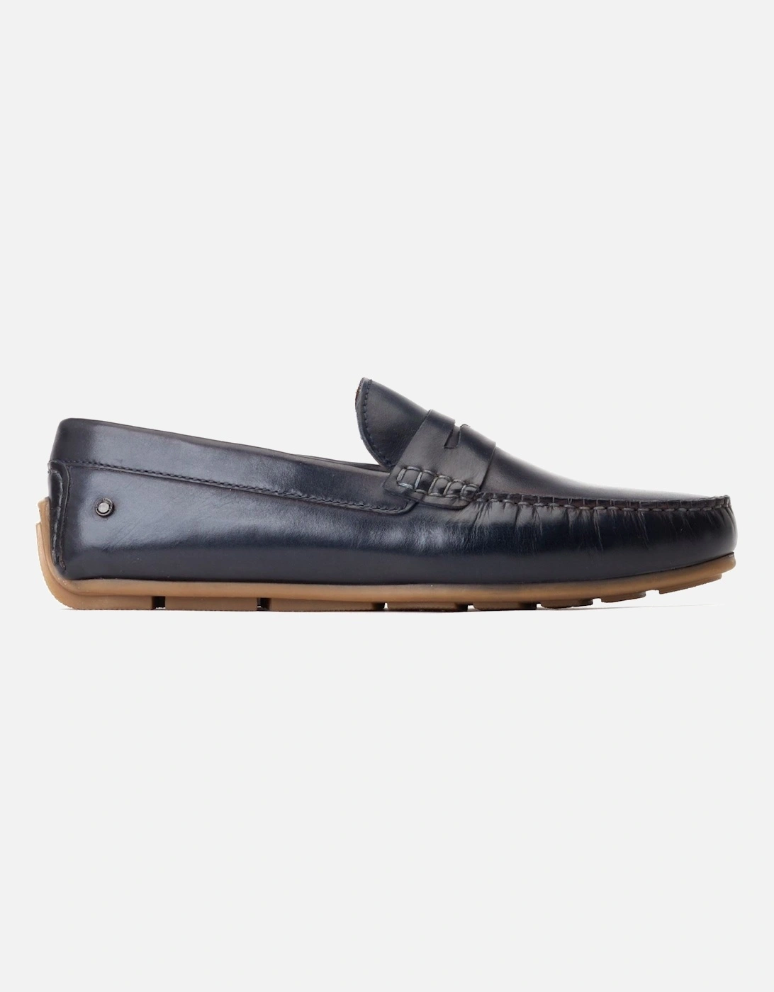 London Collins Leather Men's Navy Standard Loafers
