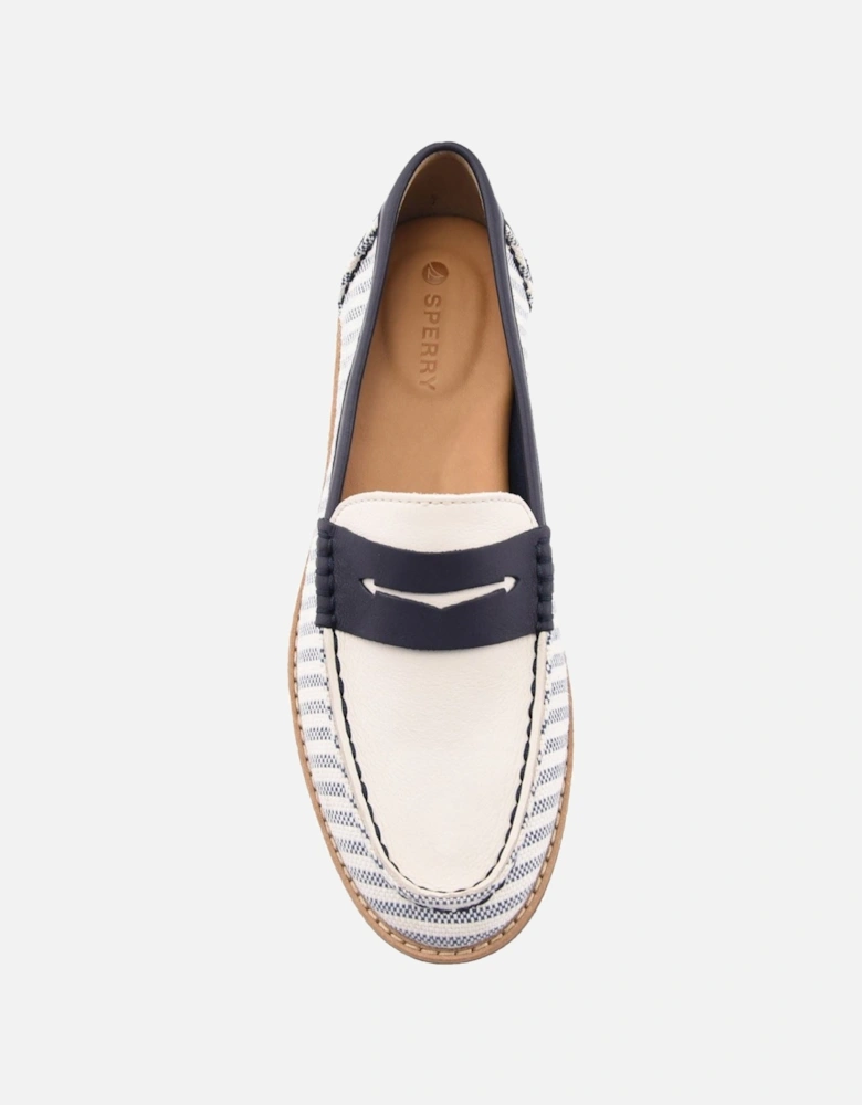 Sperry Port Driving Textile Women's White/Navy Standard Loafers