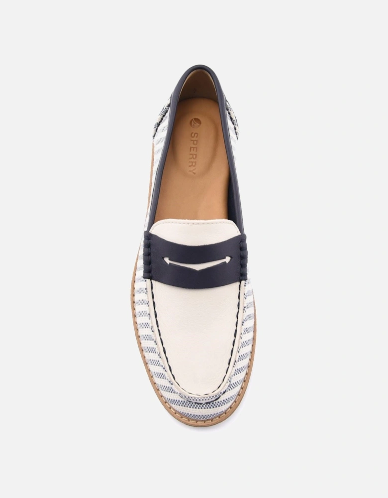 Sperry Port Driving Textile Women's White/Navy Standard Loafers
