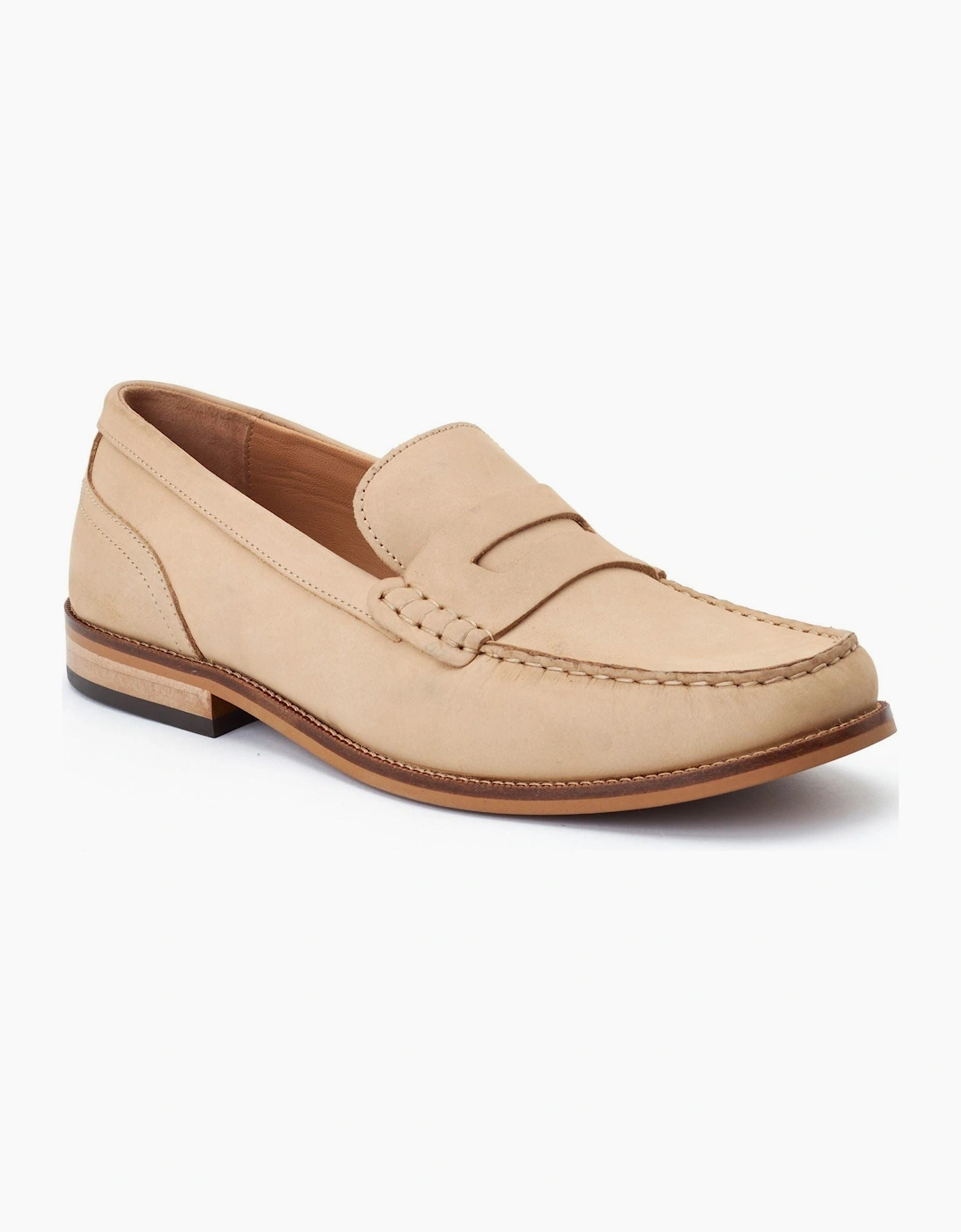 Base Men's Base London Garfield Leather Men's Sand Standard Loafers - Brown