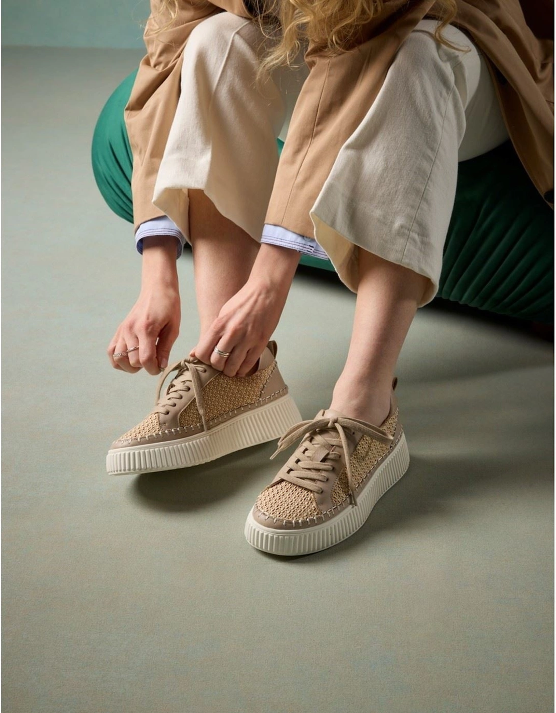 Haisley Woven Textile Women's Taupe Standard Trainers