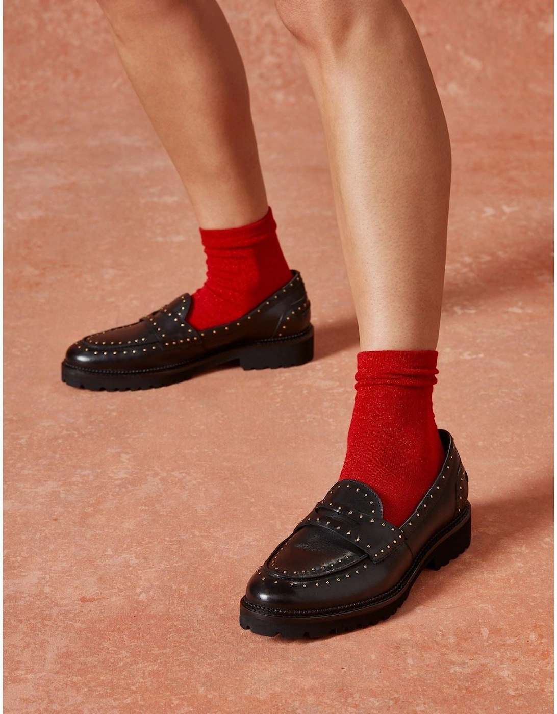 Genie Leather Women's Black Standard Loafers