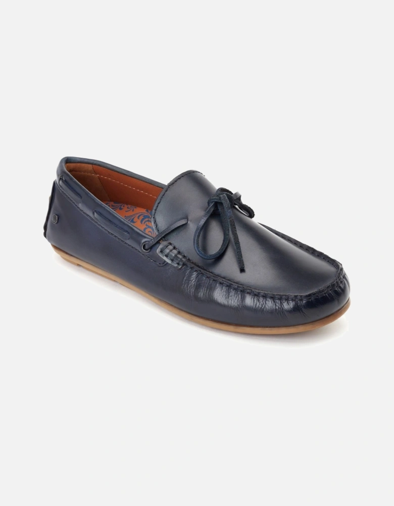 London Brooks Leather Men's Navy Standard Loafers