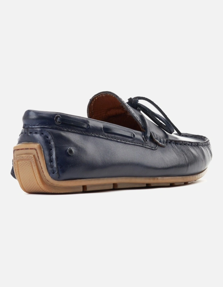 London Brooks Leather Men's Navy Standard Loafers