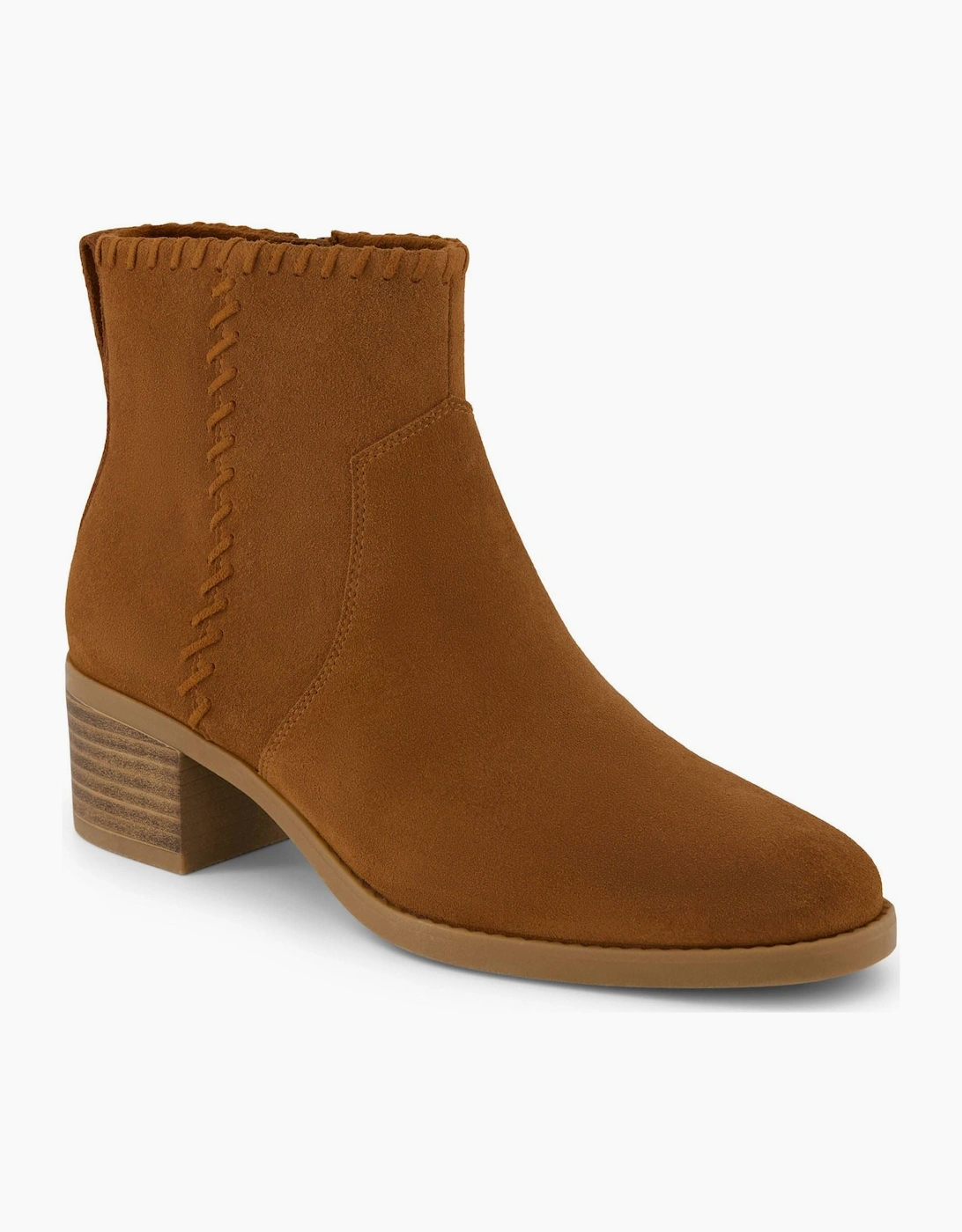 Toms Women's Brown Delilah Heeled Suede Tan Heeled Ankle Boots - Size: 7