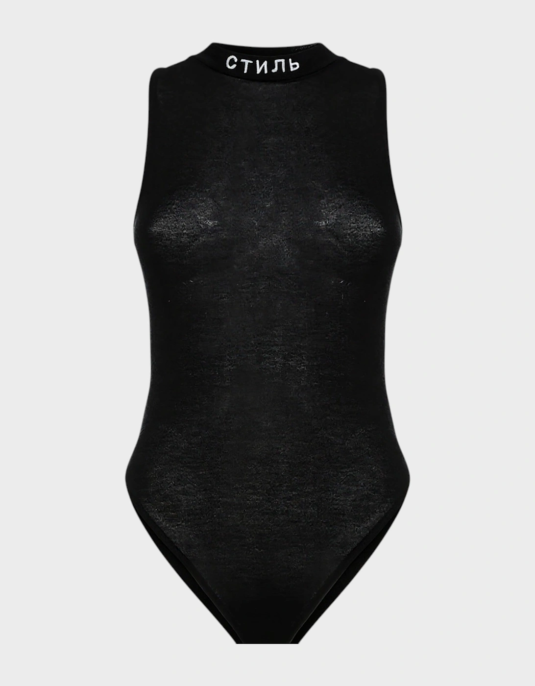 Heron Preston Women's Black Bodysuit Logo Embroidery  14 L