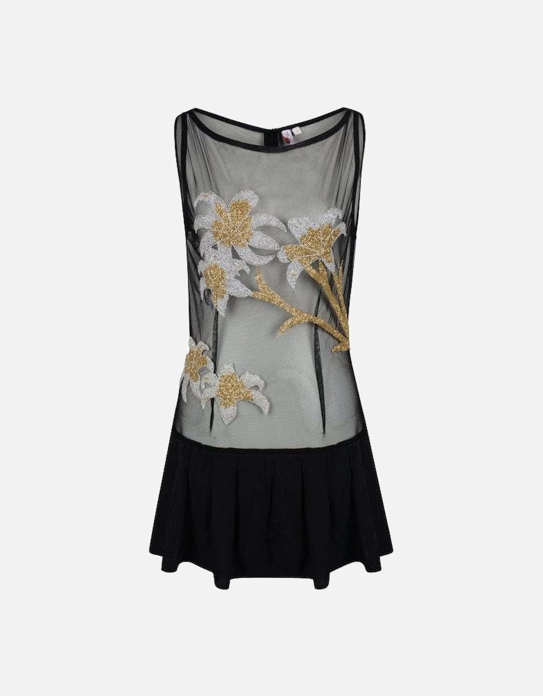 Ines Frilled Floral Powermesh/Viscose Black Mini Dress
