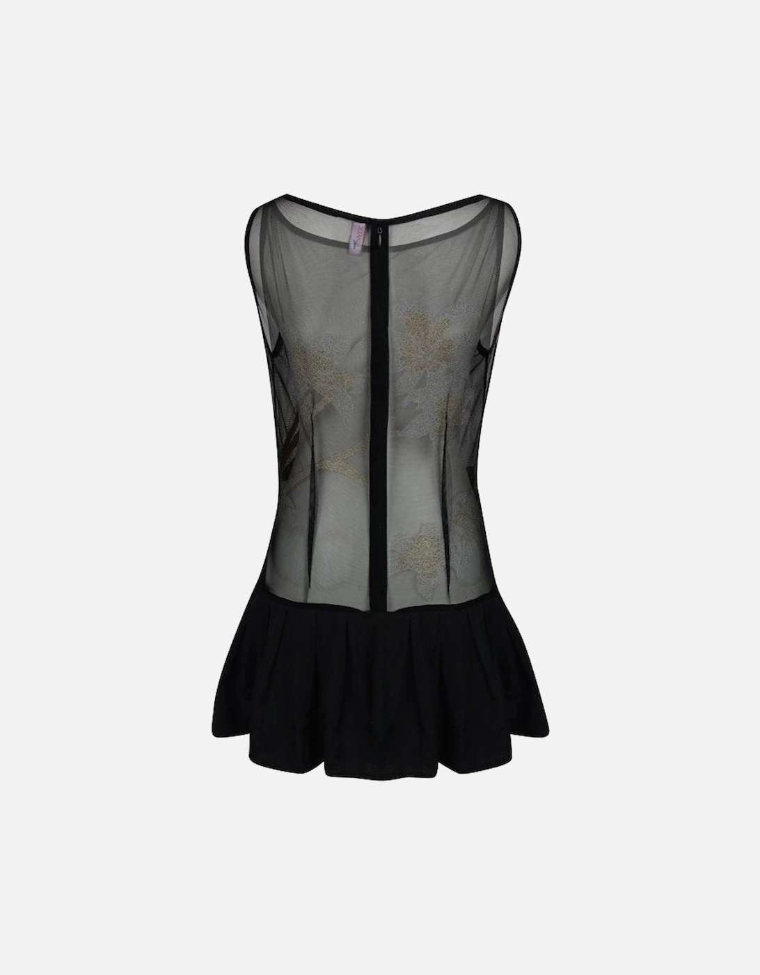 Ines Frilled Floral Powermesh/Viscose Black Mini Dress