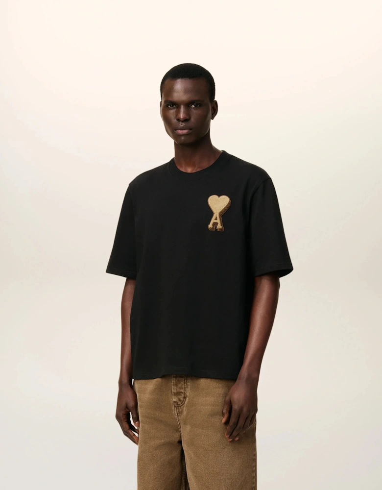 Black Cotton Ami De Coeur T-Shirt - Black