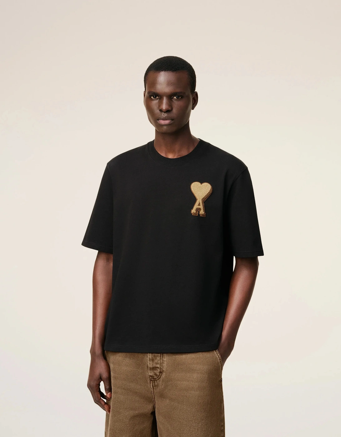 Black Cotton Ami De Coeur T-Shirt - Black