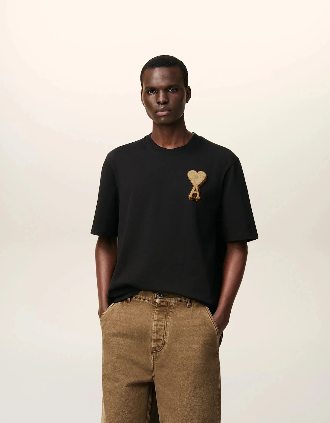 Black Cotton Ami De Coeur T-Shirt - Black