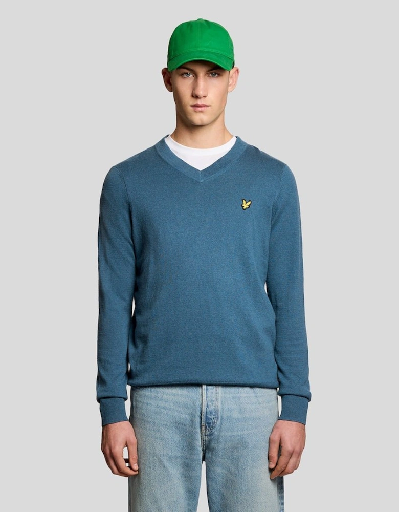 Cotton Merino V Neck Jumper