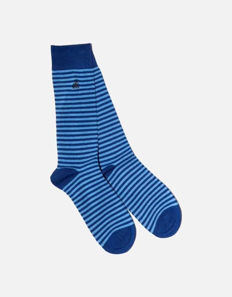 Narrow Stripes Bamboo Socks, Blue/navy