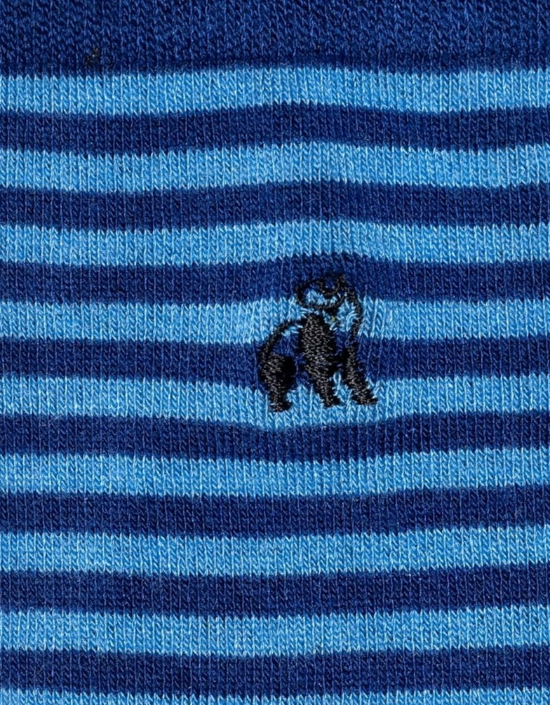 Narrow Stripes Bamboo Socks, Blue/navy