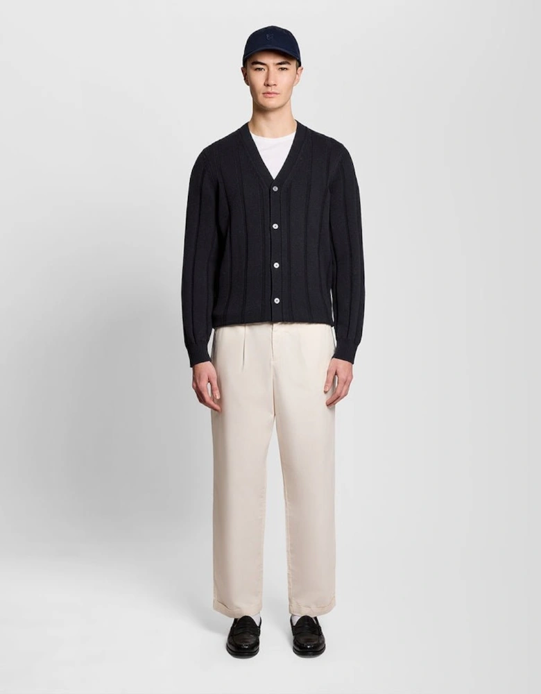 Wool Blend Ribbed Cardigan