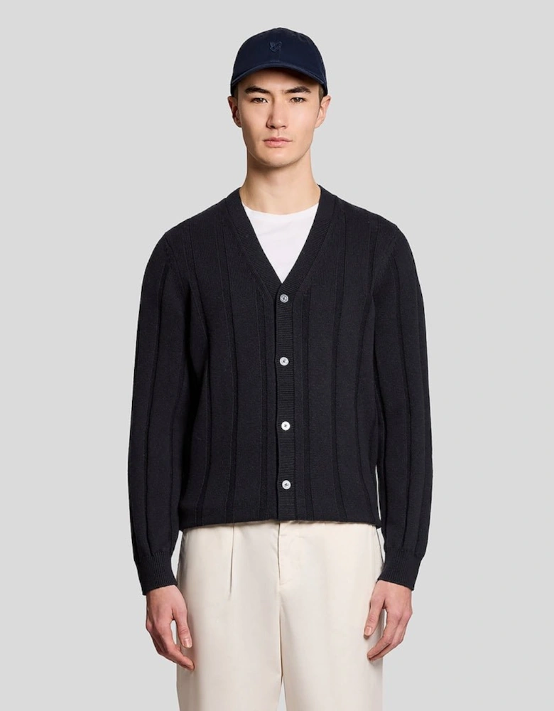 Wool Blend Ribbed Cardigan