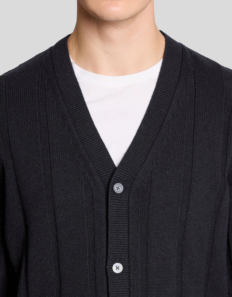 Wool Blend Ribbed Cardigan