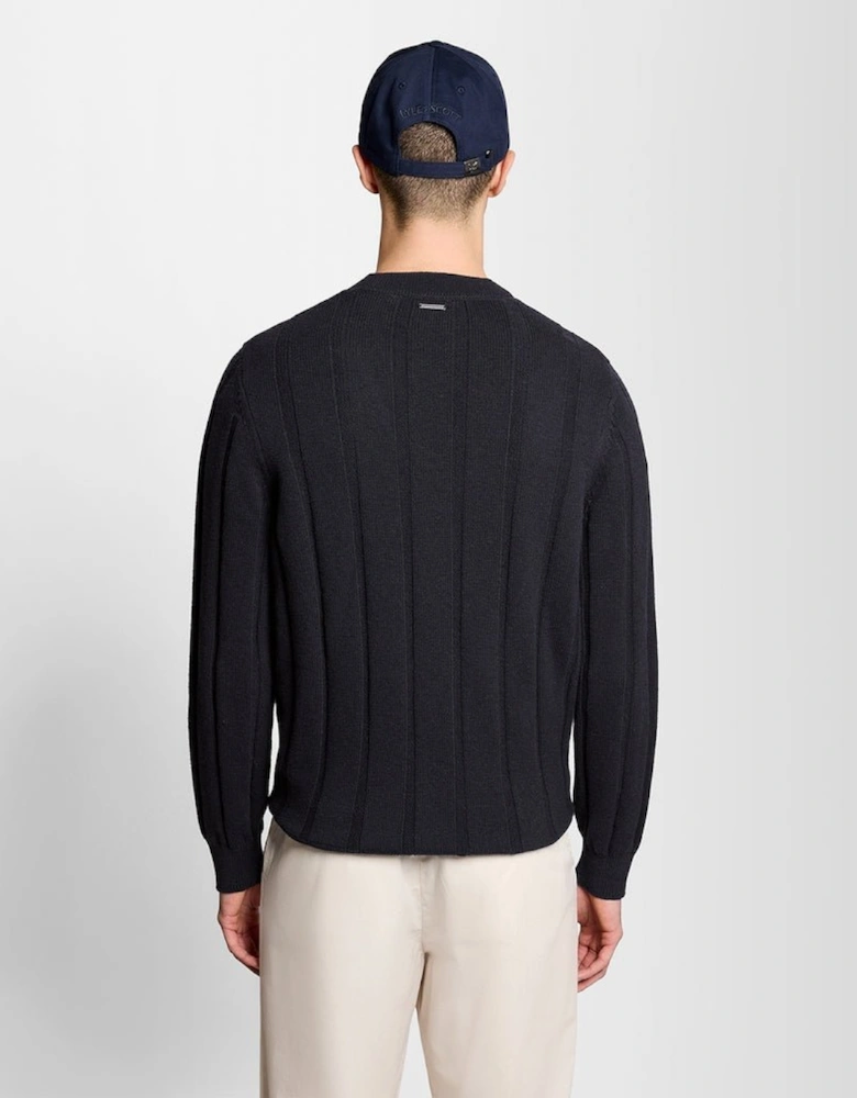 Wool Blend Ribbed Cardigan