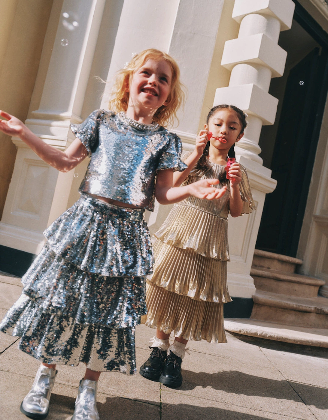 Girls Sequin Top in Silver