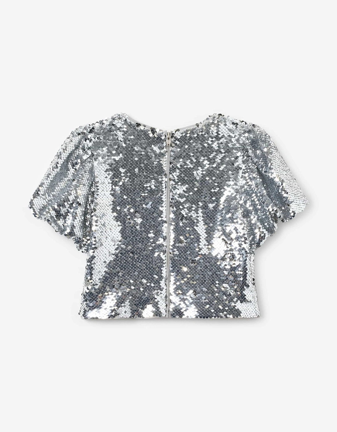 Girls Sequin Top in Silver