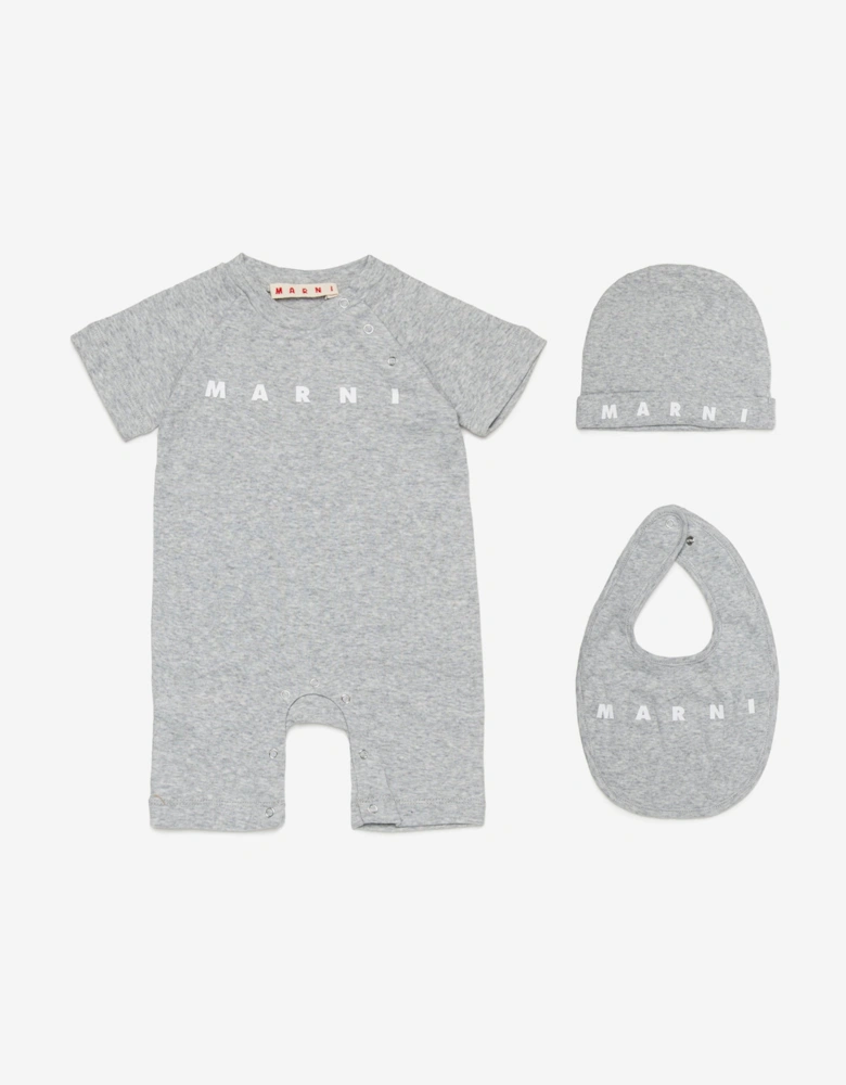 Baby Logo Romper Set in Grey