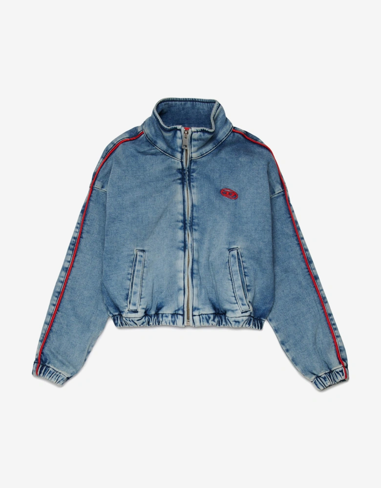 Girls Embroidered Logo Denim Jacket in Blue