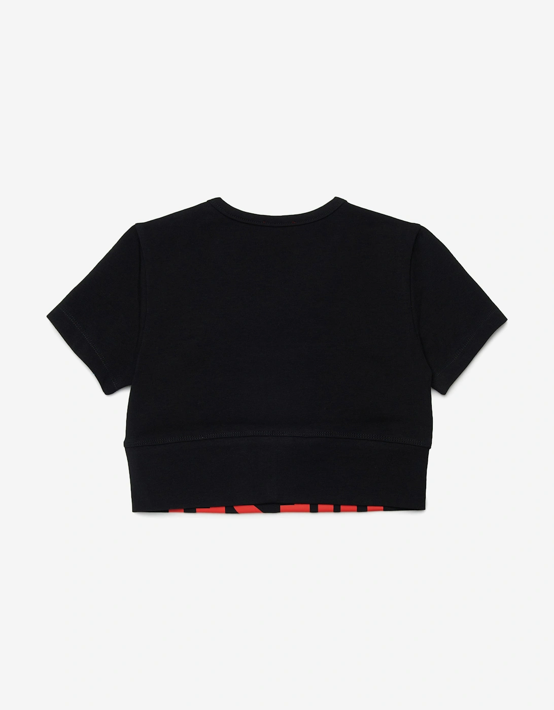 Girls Cropped Logo T-Shirt in Black