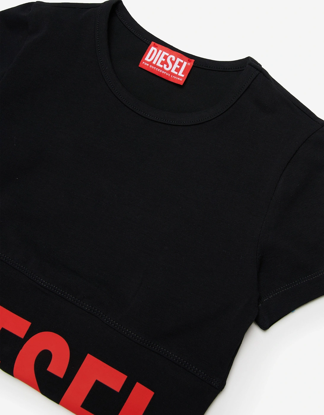 Girls Cropped Logo T-Shirt in Black