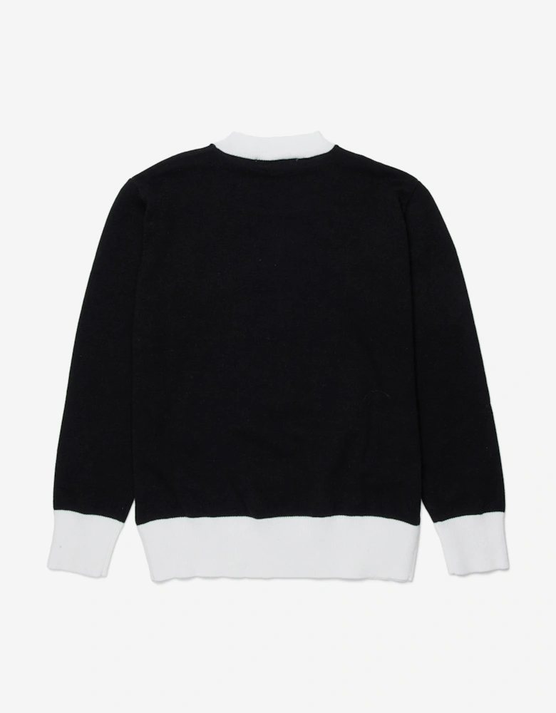 Kids Cotton Knit Logo Jumper in Black