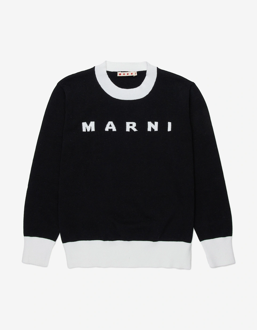 Marni Girls Black 'S Cotton Knit Logo Jumper In  10 Years Size 10 Yrs Kids