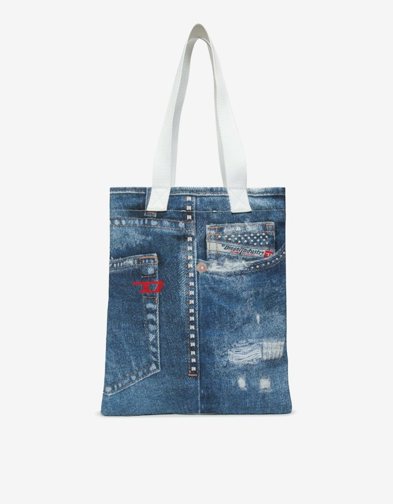 Girls Denim Effect Tote Bag in Blue (34cm)