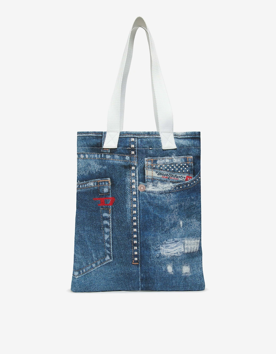 Girls Denim Effect Tote Bag in Blue (34cm)