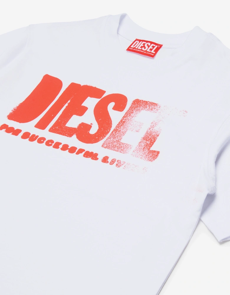 Boys Logo Print T-Shirt in White