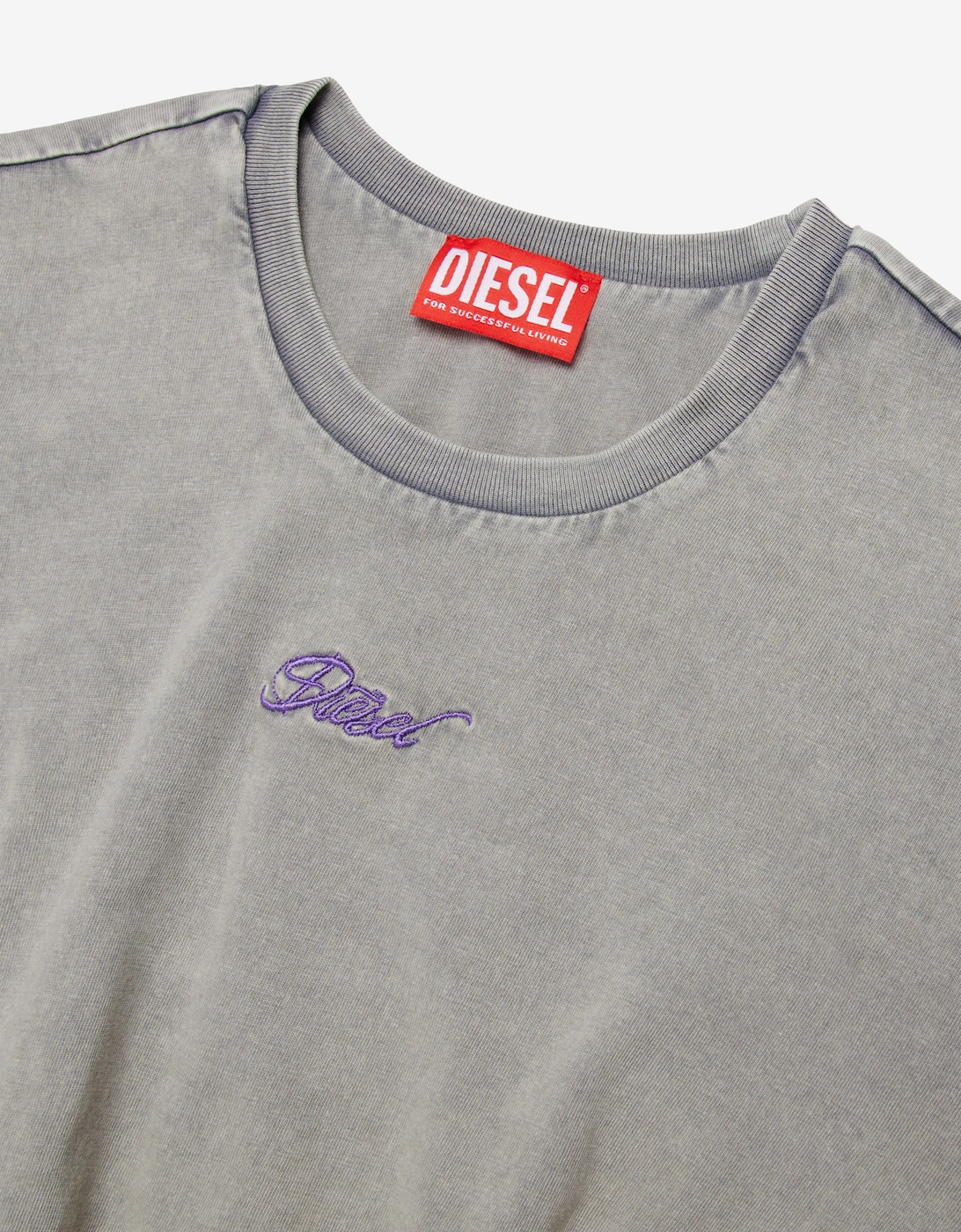 Girls Embroidered Logo Cropped T-Shirt in Grey
