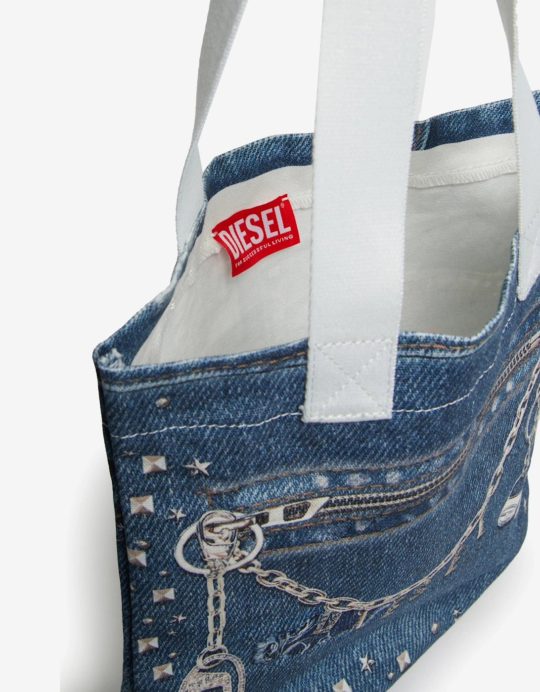 Girls Denim Effect Tote Bag in Blue (34cm)