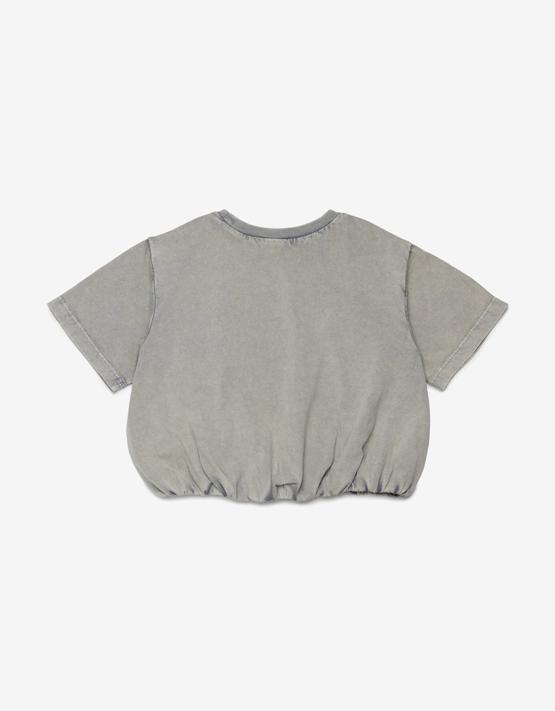 Girls Embroidered Logo Cropped T-Shirt in Grey