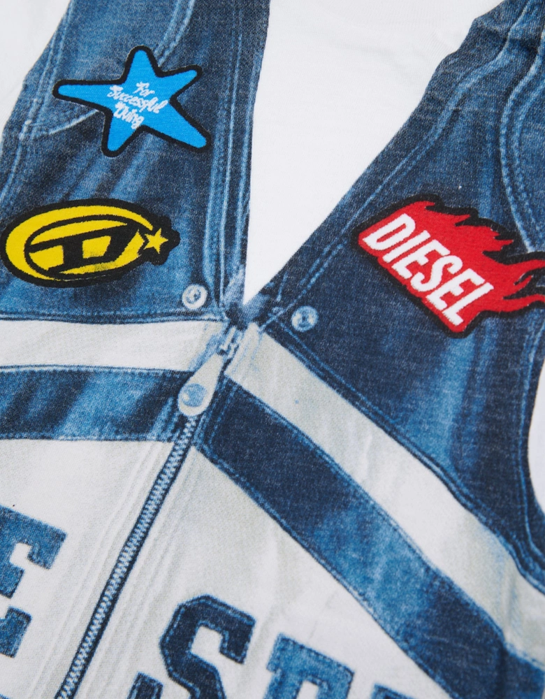 Baby Boys Denim Vest Print T-Shirt in White