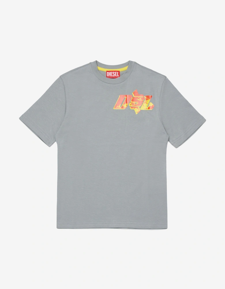 Boys Logo Print T-Shirt in Grey