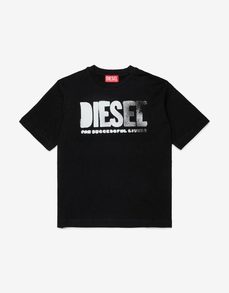 Boys Logo Print T-Shirt in Black