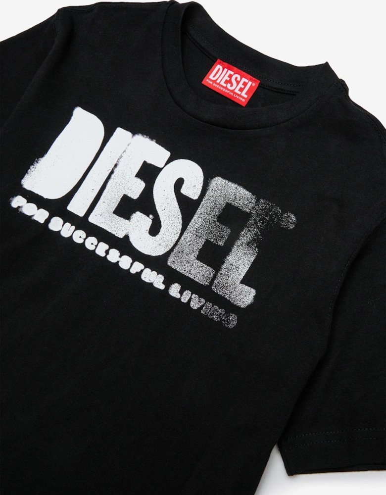 Boys Logo Print T-Shirt in Black