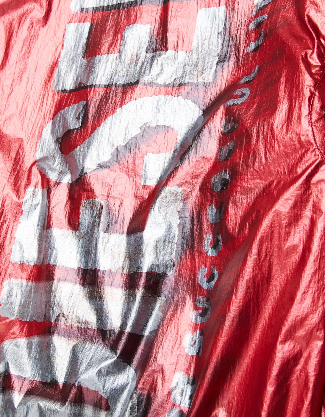 Kids Metallic Effect Zip Up Jacket in Red