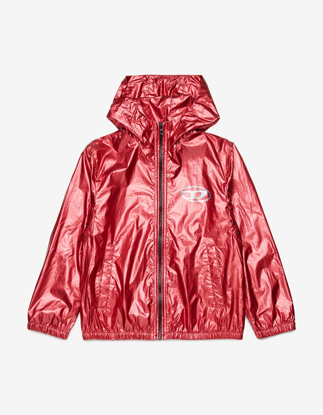 Kids Metallic Effect Zip Up Jacket in Red, 5 of 4